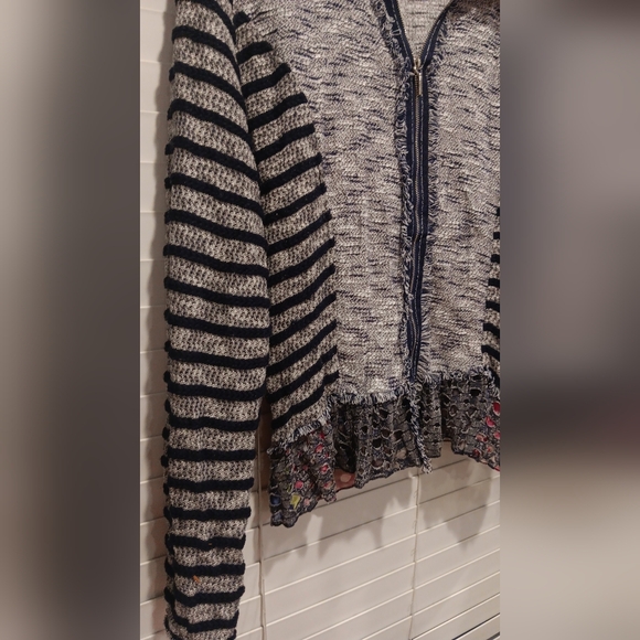 Striped Black and Gray Women's Sweater - Picture 2 of 7